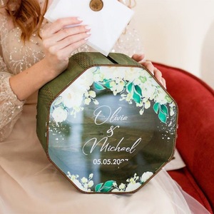 Personalized Engraved Wooden <b>Wedding</b> <b>Gift</b> <b>Box</b> Custom Made For <b>Wedding</b> Favor Rectangle Shape 4 Color Printing Laser Cut - Product Image 1