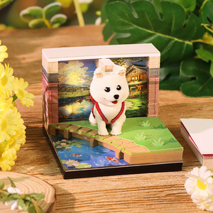 Bloc de Notas 3D con Diseño de Perro Samoyedo, Notas Adhesivas Creativas con Grabado Láser en Papel, Decoración de Escritorio con Animal Bonito, Regalo Artístico para Oficina, Escuela y Hogar - Product Image 3