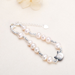 Nueva Pulsera de Perlas de Agua Dulce Genuinas, Estilo Gato Negro Simple para Niñas, Hecha a Mano, Venta al por Mayor, Colección de un Solo Artículo para el Cabello - Product Image 1