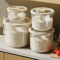 Récipient à riz rond en plastique pour la maison, avec couvercle hermétique, pour le stockage de denrées sèches, conteneur visible pour riz, farine et légumineuses