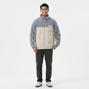 Veste en polaire sherpa personnalisée pour homme, manteau d'hiver de haute qualité, col montant, fermeture éclair, manches longues, couleur unie, taille ample - Product Image 1