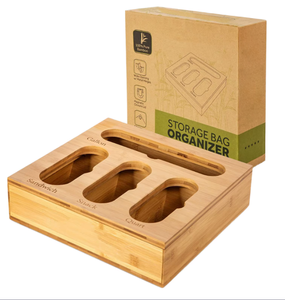 Boîte de rangement pour sacs à fermeture éclair en bambou, organisateur de tiroir de cuisine, support pour sacs à fermeture éclair, organisateur de sacs à fermeture éclair, bac de rangement de cuisine écologique - Product Image 5