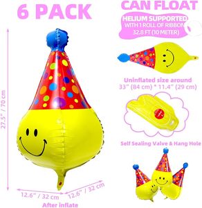 Palloncini a Forma di <span class=keywords><strong>Emoji</strong></span> 4D Felici - Set da 6, Palloncini in Foil con Faccine Sorridenti, Decorazioni per Feste di Compleanno per Bambini con Personaggi dei Cartoni Animati - Product Image 6