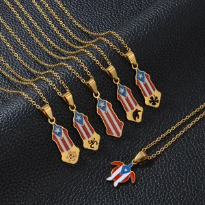 1PC Collar con Colgante <span class=keywords><strong>de</strong></span> Tortuga y Bandera <span class=keywords><strong>de</strong></span> San <span class=keywords><strong>Juan</strong></span>, Puerto Rico, para Mujeres y Niñas, Joyería <span class=keywords><strong>de</strong></span> Hibisco y Rana <span class=keywords><strong>de</strong></span> PR # 575962 - Product Image 2