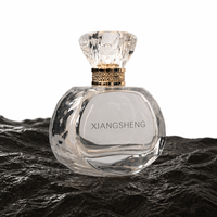 Flacon de parfum en verre transparent de 50 ml, vaporisateur avec bouchon en cristal taillé et collier en métal doré, contenant cosmétique de luxe