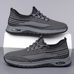 Zapatillas deportivas transpirables de malla para hombre, color negro y gris, con cordones, para uso casual. - Product Image 3
