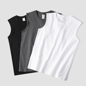 Débardeur sans manches pour homme, couleur unie, coton, col rond, coupe ample, respirant, décontracté, pour le sport, vêtements d'été, blanc, noir, gris foncé - Product Image 3