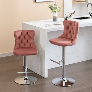 Swivel Velvet Adjustable Seat Height Modern Upholstered Dining <b>Bar</b> <b>Stools</b> Set of <b>2</b> Lightweight Comfortable Tufted Home Pub - Product Image 1