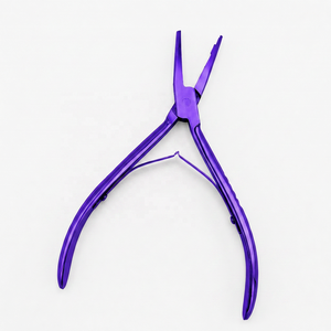 High Quality <b>Titanium</b> <b>Black</b> Color Micro <b>Ring</b> Hair Extension Tools Reusable Steel Square Tip Plier Hot Selling OEM Custom Logo - Product Image 2