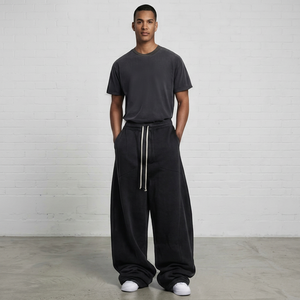 Men's Modern Loose Fit Wide Leg Solid Color <b>Sweatpants</b> <b>Oversized</b> Baggy Athletic Streetwear Bottoms - Product Image 1
