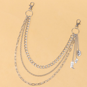 Fashion Denim <b>Waist</b> <b>Chain</b> Double Layer Metal Hip Hop Party Accessory Unisex Zinc Alloy White K - Product Image 6