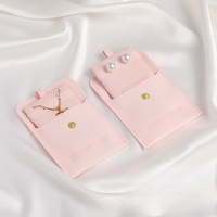 Pochette d'emballage pour bijoux avec logo personnalisé, bouton pression, en microfibre, pour boucles d'oreilles et colliers, avec insert pour carte
