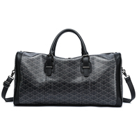 Sac de voyage en cuir PU brodé de luxe personnalisé avec fermeture à glissière Grande capacité pour les voyages de week-end et les séjours d'une nuit - Unisexe