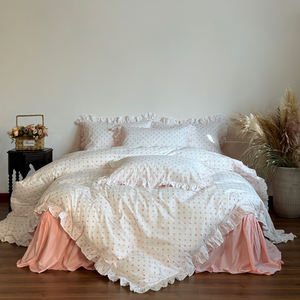 Nouvelle parure de lit quatre pièces en dentelle style princesse, coton lavé 300 fils, drap, taie d'oreiller, housse de <span class=keywords><strong>couette</strong></span>, petite taille fraîche - Product Image 1