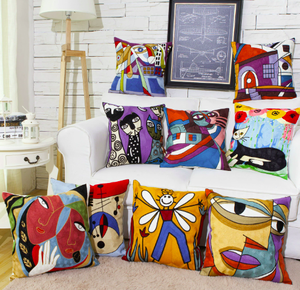 Funda de cojín con bordado de arte <span class=keywords><strong>Picasso</strong></span>, técnica de costura marroquí elegante personalizable al por mayor, diseño cuadrado geométrico para - Product Image 5