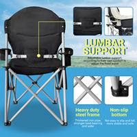 Chaise pliante de camping, pêche, plage, voyage, pique-nique, parc avec accoudoir rembourré, porte-gobelet intégré, sac de rangement et structure en fer