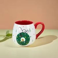 Ensemble de tasses à café en céramique personnage de dessin animé grès Jumbo Latte Cup pour bureau et maison lave-vaisselle et micro-ondes brun gris