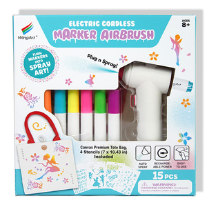 Kit de Peinture Créative pour Enfants, Pistolet de Peinture à Air Comprimé Rechargeable, Marqueur Permanent, Ensemble de Stylos Marqueurs, Jouet de <span class=keywords><strong>Dessin</strong></span> pour Tissu - Product Image 1