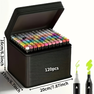 Marqueurs d'art permanents à double pointe à base d'alcool, 120 couleurs, pointes fines pour illustrations de livres, création de cartes, coffret cadeau pour adultes - Product Image 2