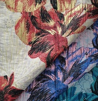 Tissu Jacquard Brocart Double Face Teint en Fil 165 g/m² Polyester/Polyamide/Métallique Léger Coloré Grand Motif Floral Sur Mesure