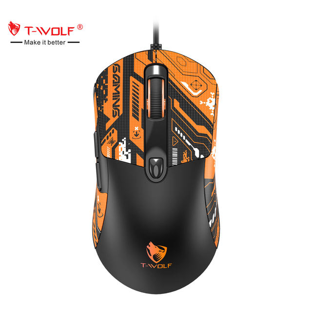 T-WOLF G550 USB Wired Gaming Mouse RGB Backlit 7200 DPI Adjustable 6 Buttons Ergonomic Optical A603FP Chip PC Gamer