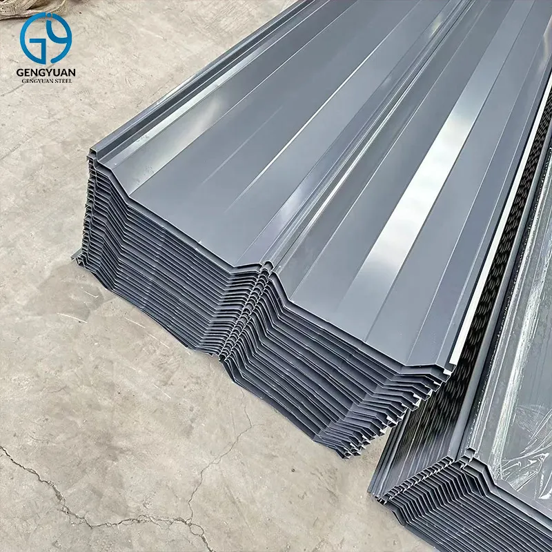 Uzun açıklıklı çatı kafes fiyatları overstock GI çinko galvanizli Galvalume oluklu çatı shingles Metal levhalar 04mm 12ft