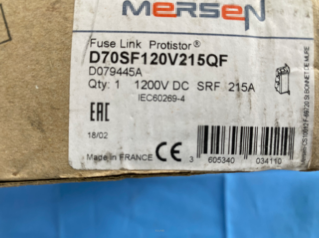 1200VDC 215A AR High Speed Fuse D70SF120V215QF 0.316mΩ
