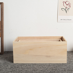 Wooden Storage <b>Box</b> Pine Wood Open Top With Handle For <b>Makeup</b> And Cosmetics Organizers Eco Friendly Multiple Sizes - Product Image 5