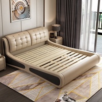Wohn möbel für das Schlafzimmer weißes Leder gepolstert König aus gezeichnete bequeme moderne Doppel rahmen Aufbewahrung sbett für Erwachsene