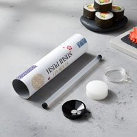 Nouvel emballage personnalisé écologique à emporter en aluminium et papier pour sushis, tube cylindrique avec bâtonnet pour sauce