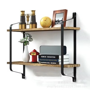 Iron <b>Wall</b> <b>Mounted</b> Storage Rack Solid Wood Frame Multipurpose Durable Rectangle <b>Shelf</b> For Kitchen Living Room - Product Image 4