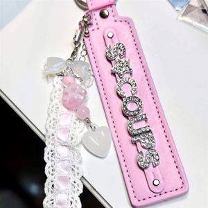 Porte-clés en cuir personnalisé avec nom d'idole et strass, porte-clés en cuir PU avec lettres - Product Image 2