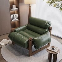 Fauteuil lounge en PU de luxe italien, design moderne minimaliste, simple et confortable, pour salon et salle à manger