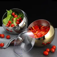 Articles de cuisine, bols en acier inoxydable inclinés, récipients de rangement, bol à sauce sphérique avec couvercle, bol de restaurant, vaisselle de buffet