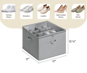 16 grade tecido armazenamento caixa Sapatos armazenamento caixa com tampa com alça resistente