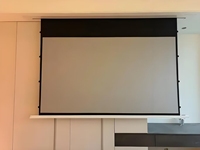 Écran de projection électrique encastré au plafond de 133 pouces 16:9 avec tension par languettes et télécommande, vente en gros d'usine