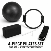 Set de 4 Accesorios de Yoga de Fábrica: Anillo de Pilates, Mini Balón de Ejercicio, Bloque de Yoga de EVA, Cinturón de Estiramiento con Anillo en D, Embalaje con Logotipo Personalizado