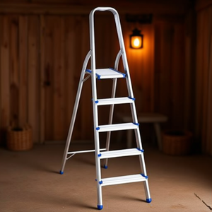 Scala in alluminio a 5 gradini, altezza 119 cm, per uso domestico - Product Image 3