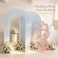 Arche de toile de fond ondulée en acrylique bleu ciel pour anniversaire, décoration de mariage, fournitures de scène, ensemble de fond d'événement - Vente en gros usine