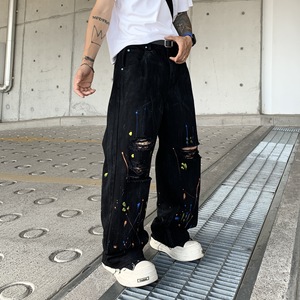 <span class=keywords><strong>Jeans</strong></span> Rectos Lavados Retro 2025 para <span class=keywords><strong>Hombre</strong></span>, Pantalones Vaqueros Holgados de Moda Urbana, Estilo Hip Hop, Desgastados, Y2k - Product Image 4