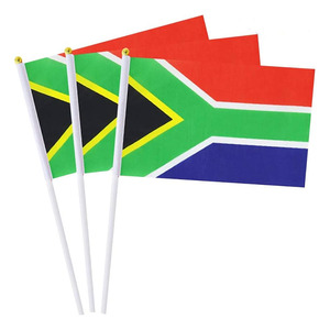 Poliéster <span class=keywords><strong>Sudáfrica</strong></span> 14*21 cm mano ondeó <span class=keywords><strong>Bandera</strong></span> de <span class=keywords><strong>Sudáfrica</strong></span> pequeño palo de PVC para decoraciones de elección de campaña - Product Image 1