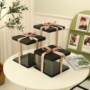 <span class=keywords><strong>Bonita</strong></span> caja de regalo con envoltura de correa, pastel de feliz <span class=keywords><strong>cumpleaños</strong></span> con cinta de colores, cajas transparentes para negocios de pequeña cantidad - Product Image 3