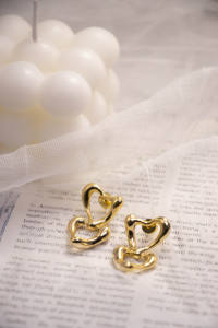 Pendientes de Aro Bohemios de Acero Inoxidable Plateado con Baño de Oro, Diseño de Corazón y Estrella de Mar, Joyería de Moda, Textura de Amor Materno, Geométricos y Modernos - Product Image 4