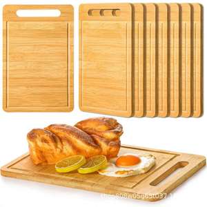 Planche à découper en bambou rectangulaire, couleur bois naturel, avec poignée, pour la cuisine, bloc à découper fruits et légumes, plateau en bois massif - Product Image 1