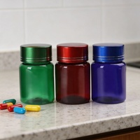 En stock – Bouteilles en plastique ambrées, bleues et vertes à large ouverture de 60 ml, 75 ml, 100 ml, 120 ml, 150 ml pour comprimés et vitamines