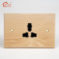 Prise murale artisanale en bois de noyer massif, 2 ports USB, courant max. 16A, interrupteur à levier en laiton, style rétro, pour hôtel