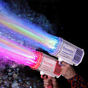 Elektrische Automatische Wateropslag Kinderen Outdoor Oplaadbare Plastic 69 Gaten Bazooka Bubble <span class=keywords><strong>Gun</strong></span> Licht Op - Product Image 5