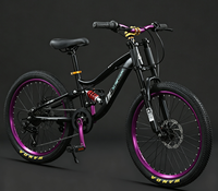 Vélo de montagne pour adultes de 20 à 22 pouces, cadre en acier à haute teneur en carbone, suspension intégrale, fourche à ressort, frein à disque, 7 vitesses