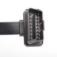 60cm coche OBD2 16 pines 8-Core macho a hembra Cable de extensión OBD codo Cable plano