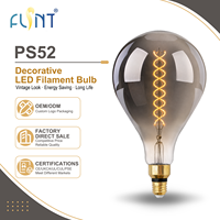 Ampoule LED à filament vintage PS52 en verre fumé, 7W E26 350LM 2200K blanc chaud, lumière décorative Edison pour hôtel et villa, directement de l'usine
